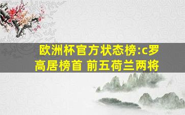 欧洲杯官方状态榜:c罗高居榜首 前五荷兰两将